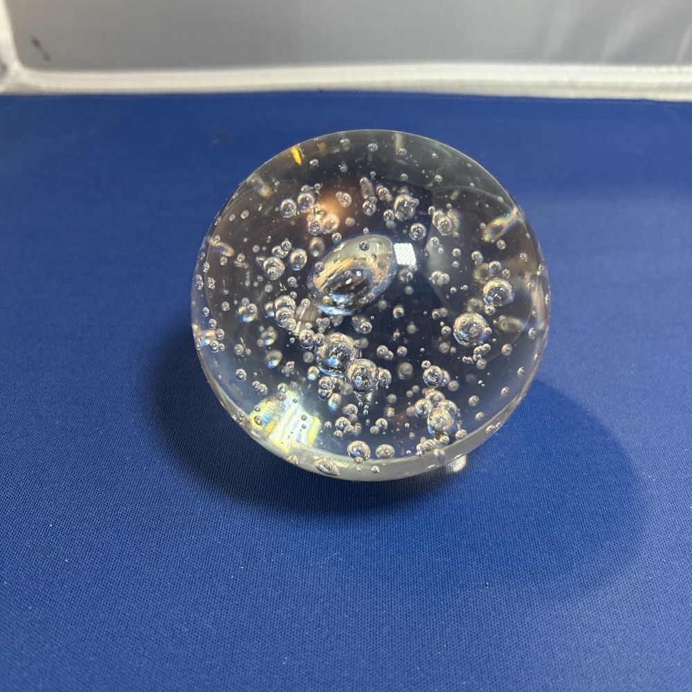 Vintage Clear Rose‎ Bullicante Bubble Glass Paperweight 3.75" Beautiful
